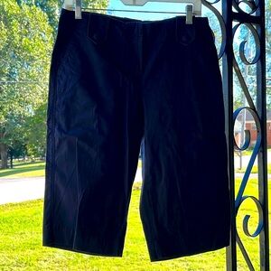 ⭐️ New York & Company navy blue capris button belt loops slash pockets women 8